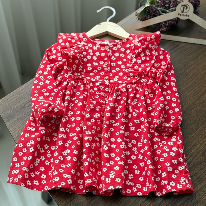 پیراهن قرمز گلدار السی