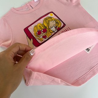 تیشرت دخترونه صورتی السی💕