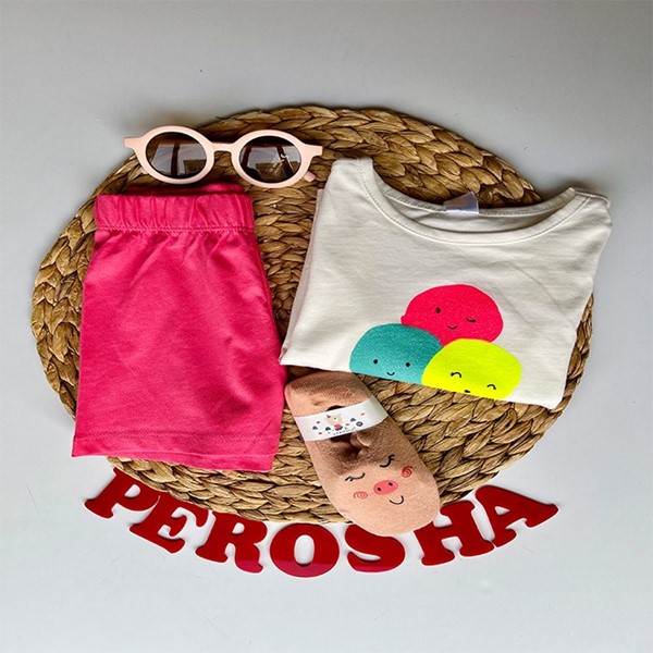 ست تیشرت شلوارک دخترانه طرح بستنی