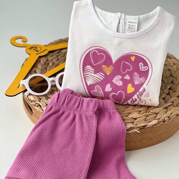 ست شیک دخترانه طرح( قلب بنفش)