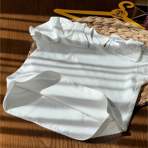 بلوز سفید دخترانه سرشونه پاپیونی