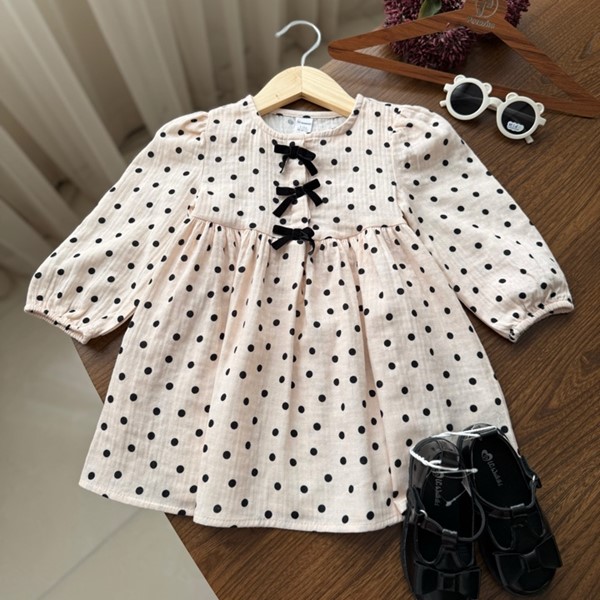 پیراهن موسلین خالخالی السی