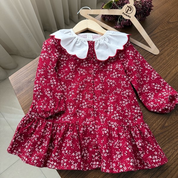 پیراهن زرشکی گلدار