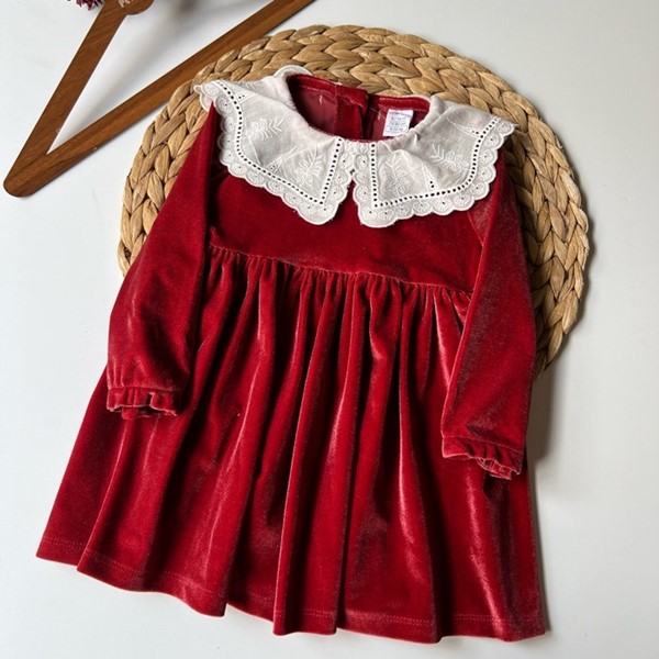 پیراهن مخمل یقه دانتل السی ♥️