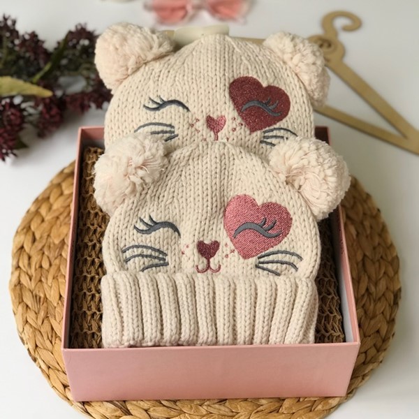 کلاه بافت پیشی قلبی السی😍