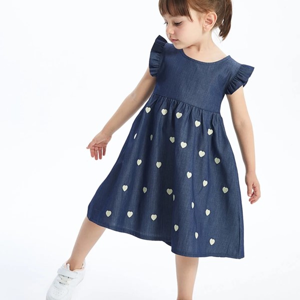 پیراهن طرح قلب جین(ترک)