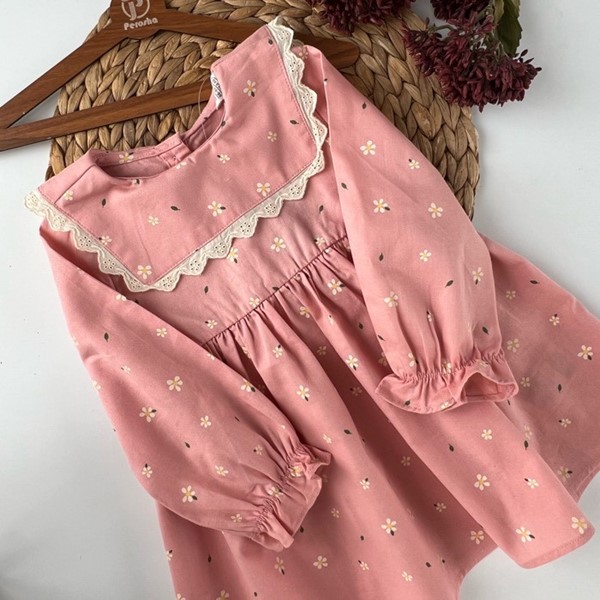 پیراهن صورتی گلریز السی